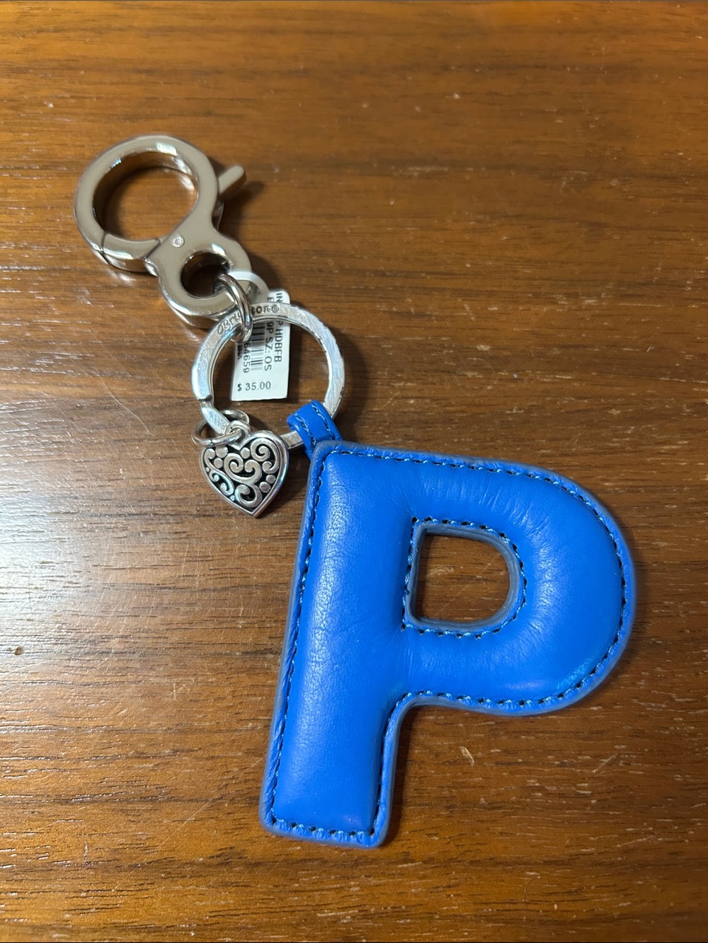 Brighton Blue Leather Keyring with Silver Accents